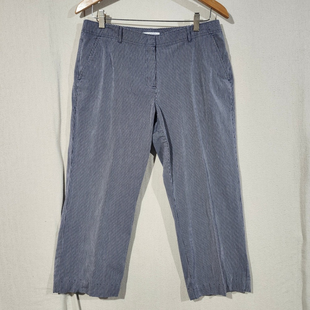 First Issue Liz Claiborne Blue Pinstripe Stretch Straight Leg Pants Womens 12